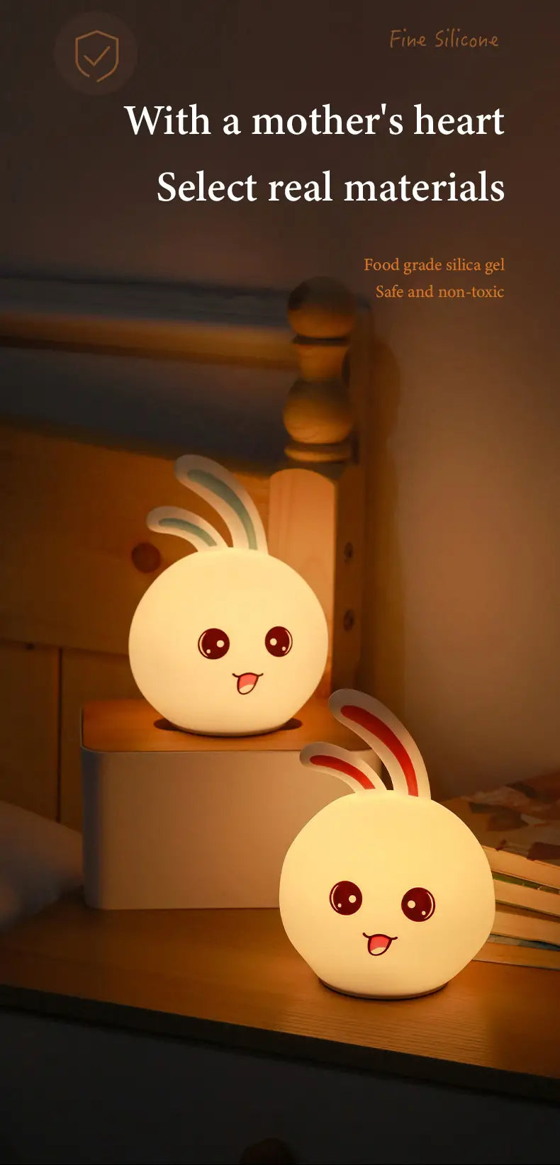 Rabbit Color Changing USB Rechargeable Night Light 17"x12"