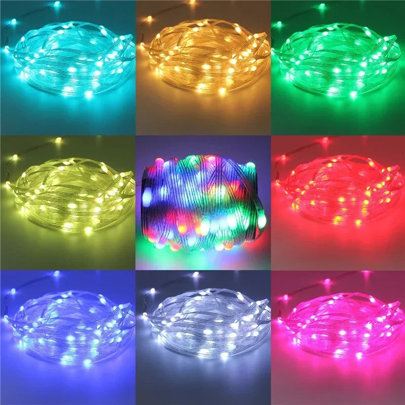 20M TUYA Led Fairy String Lights Music Sync 200LED WS2812B Copper Wire String Lights RGBIC Color Changing Segment Control Lights