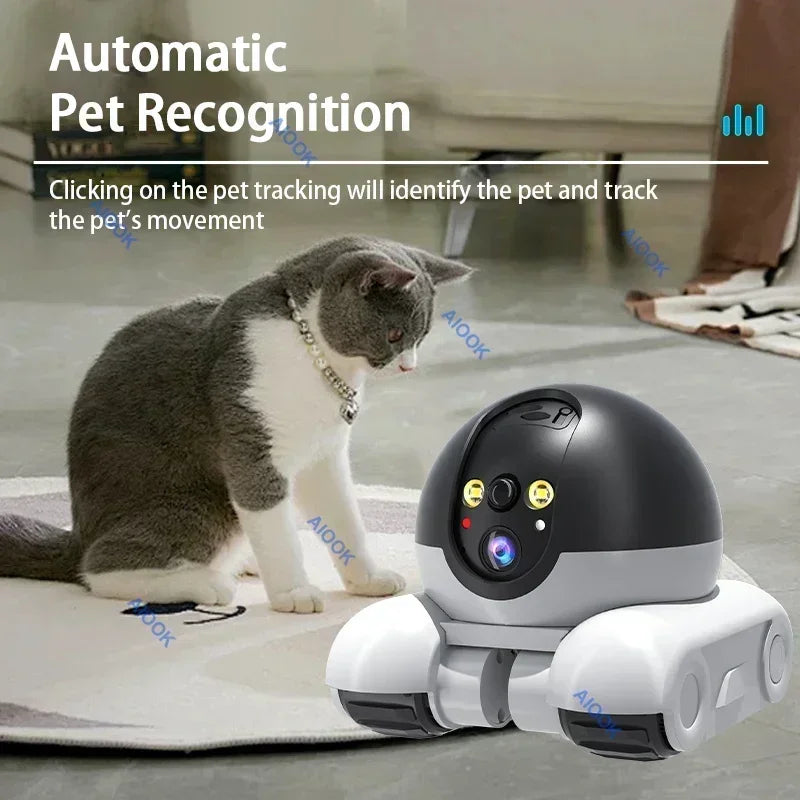 AIOOK Pet Camera HD 8MP 4K Dual Lens WIFI Camera Two-way Intercom Remote Pet Tracking Video Camera Night Vision