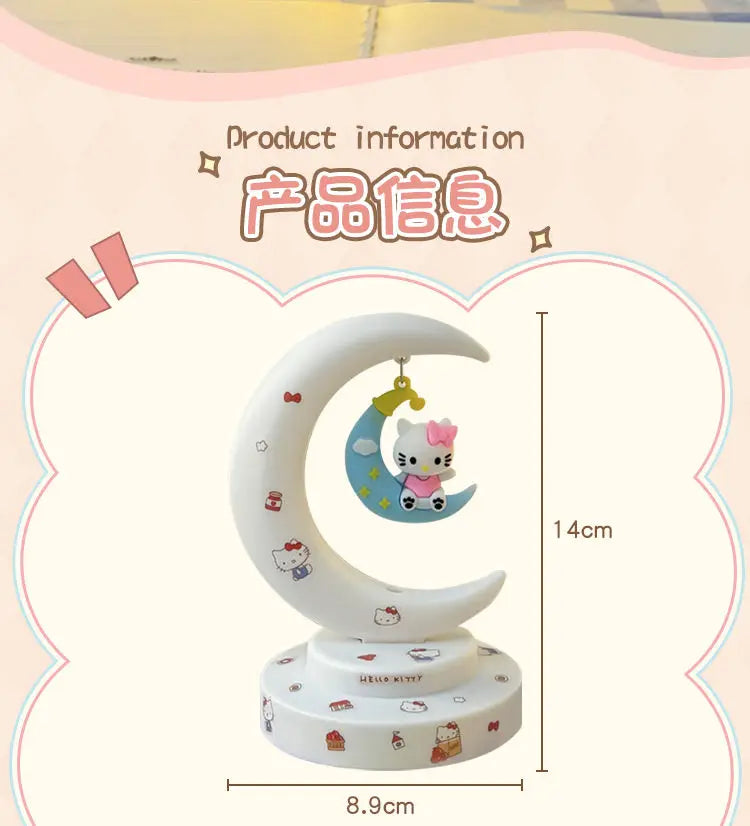 Sanrio Hello Kitty Moon Night Light Cartoon Anime Cinnamoroll Kuromi Doll Toy Accessories Kawaii Warm Light Eye Protection Light