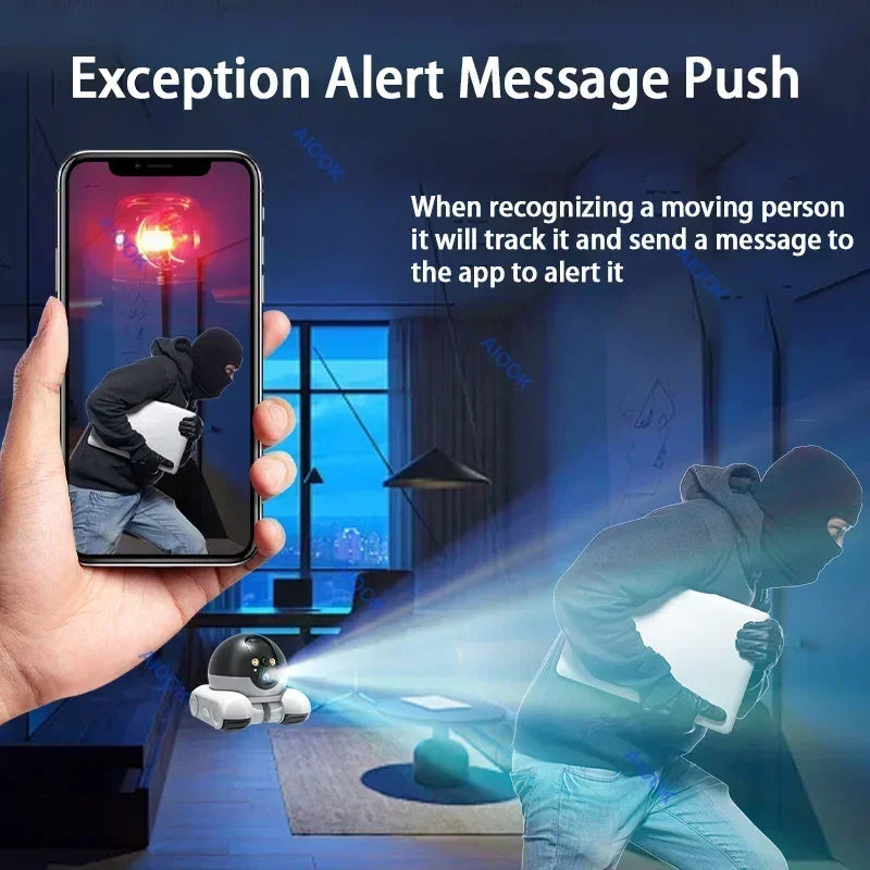 AIOOK Pet Camera HD 8MP 4K Dual Lens WIFI Camera Two-way Intercom Remote Pet Tracking Video Camera Night Vision