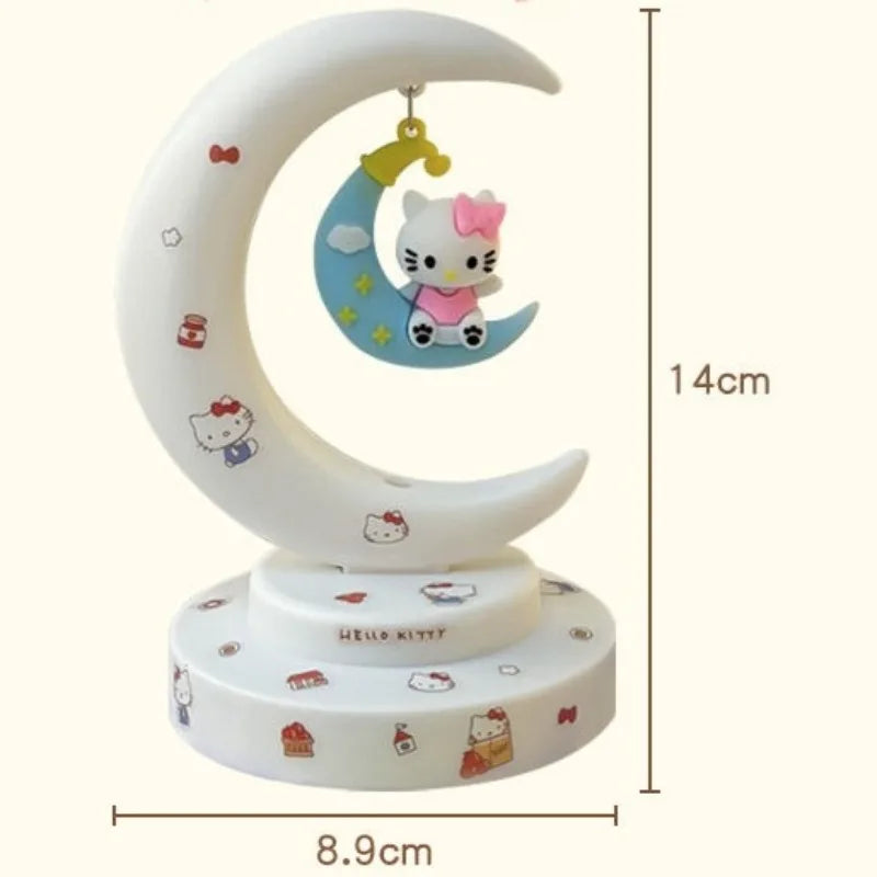 Sanrio Hello Kitty Moon Night Light Cartoon Anime Cinnamoroll Kuromi Doll Toy Accessories Kawaii Warm Light Eye Protection Light