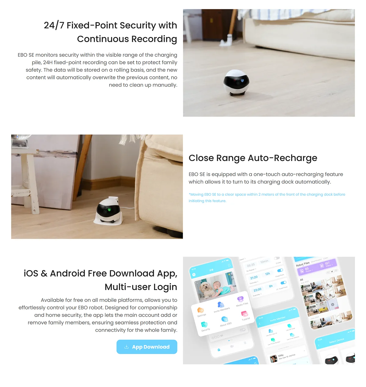 Enabot EBO SE Camera Robot for Dog Cat Baby 1080P Wifi 2.4G 5G 360° Home Pet Camera Startlight Night Vision