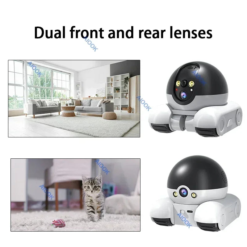 AIOOK Pet Camera HD 8MP 4K Dual Lens WIFI Camera Two-way Intercom Remote Pet Tracking Video Camera Night Vision