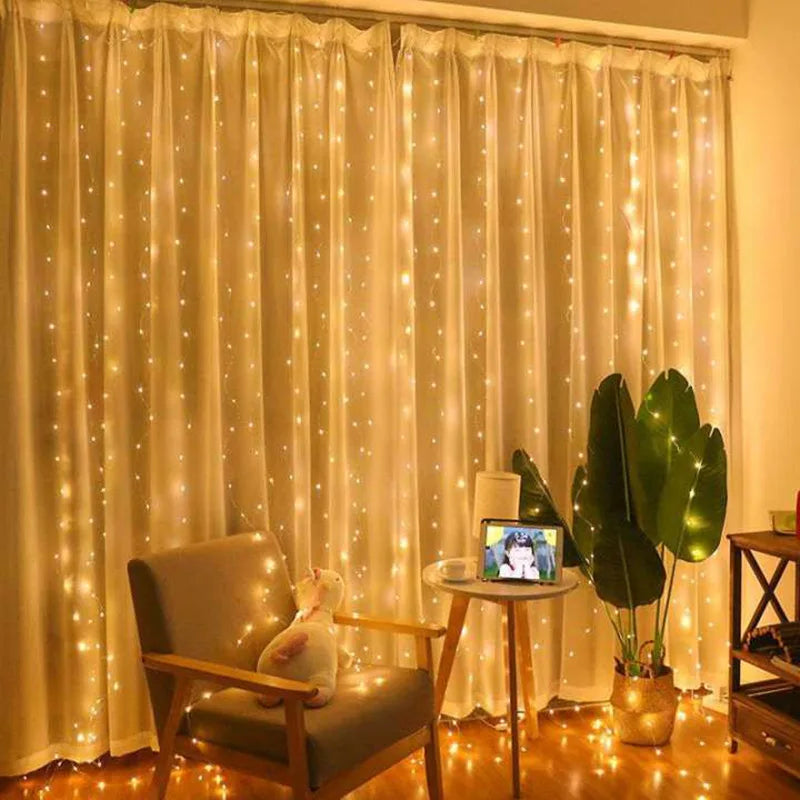 3M LED Curtain Lights Fairy Garland on the Window USB 8 Modes Light String New Year Christmas Wedding Party Festoon Home Decor