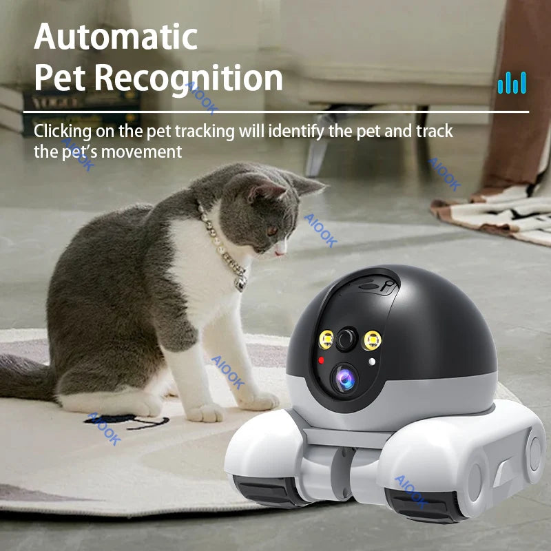 AIOOK Pet Camera HD 8MP 4K Dual Lens WIFI Camera Two-way Intercom Remote Pet Tracking Video Camera Night Vision
