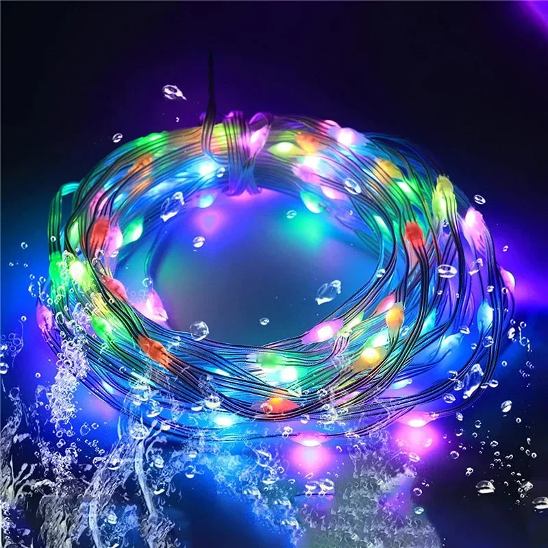 20M TUYA Led Fairy String Lights Music Sync 200LED WS2812B Copper Wire String Lights RGBIC Color Changing Segment Control Lights