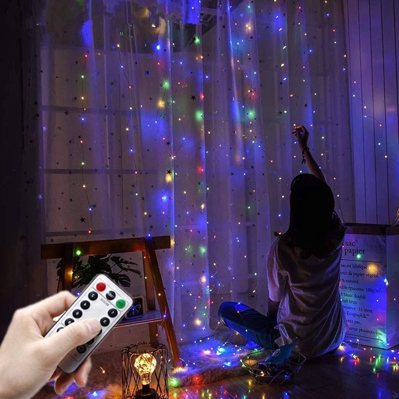 3M LED Curtain Lights Fairy Garland on the Window USB 8 Modes Light String New Year Christmas Wedding Party Festoon Home Decor