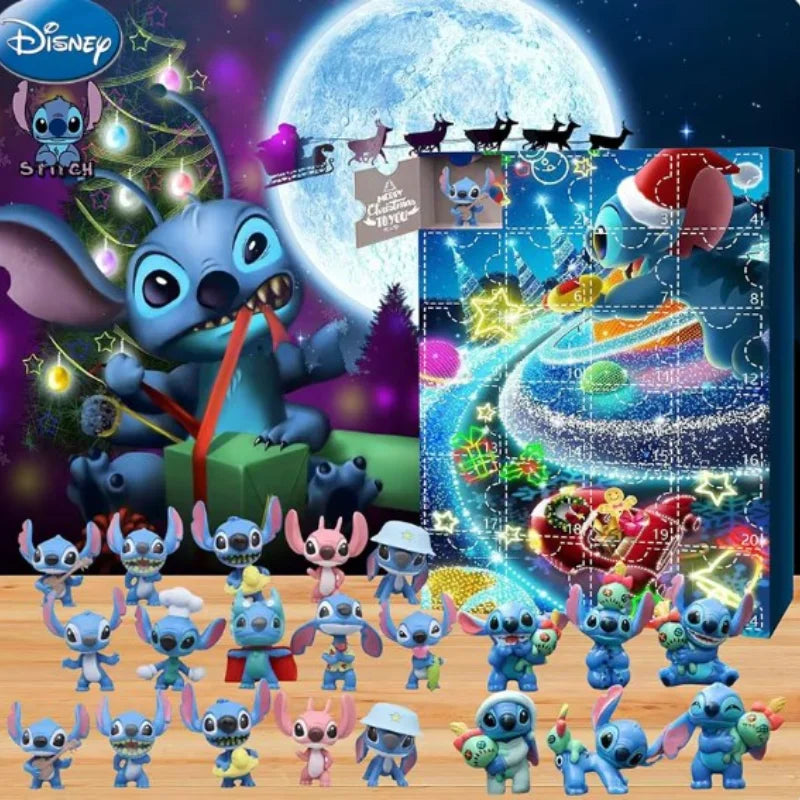 NEW Mickey, Minnie, Stitch Christmas countdown calendar, fun toys, blind box toys, children's New Year Halloween pendant toys