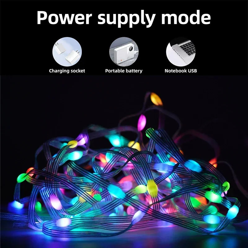 20M TUYA Led Fairy String Lights Music Sync 200LED WS2812B Copper Wire String Lights RGBIC Color Changing Segment Control Lights