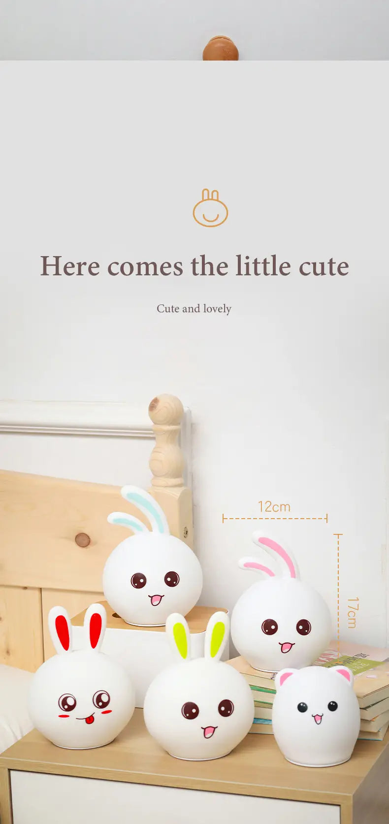 Rabbit Color Changing USB Rechargeable Night Light 17"x12"